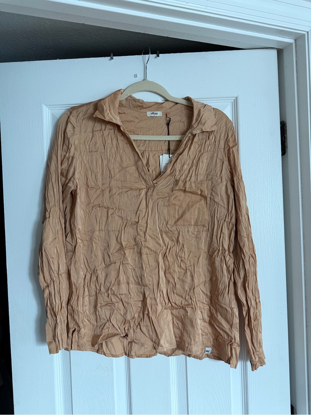 Me369 Silk Blend Tan Blouse